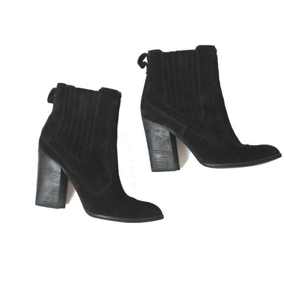 dolce vita stacked heel suede ankle booties